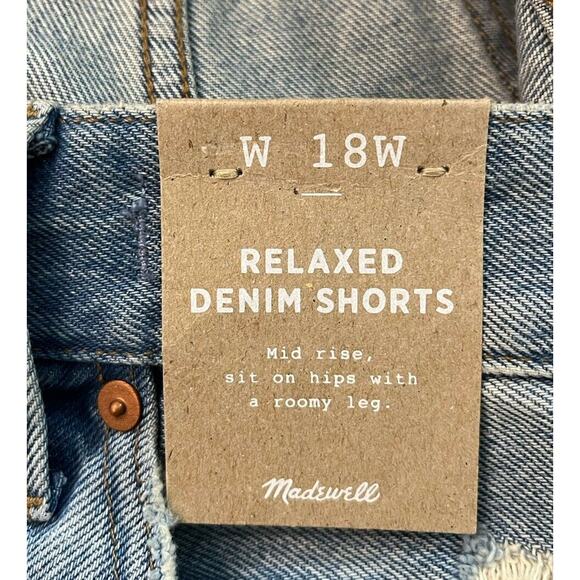 Madewell Plus Relaxed Denim Renfield Wash Destructed Women's Shorts Size 18W - Picture 5 of 6